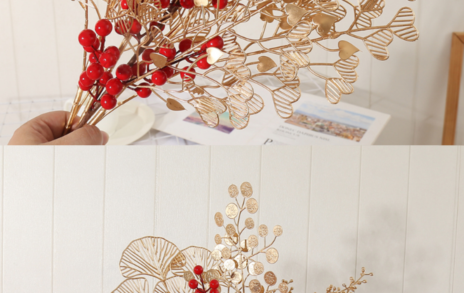 红果果仿真花福桶diy插花仿真冬青果新年装饰花年宵花批发详情11