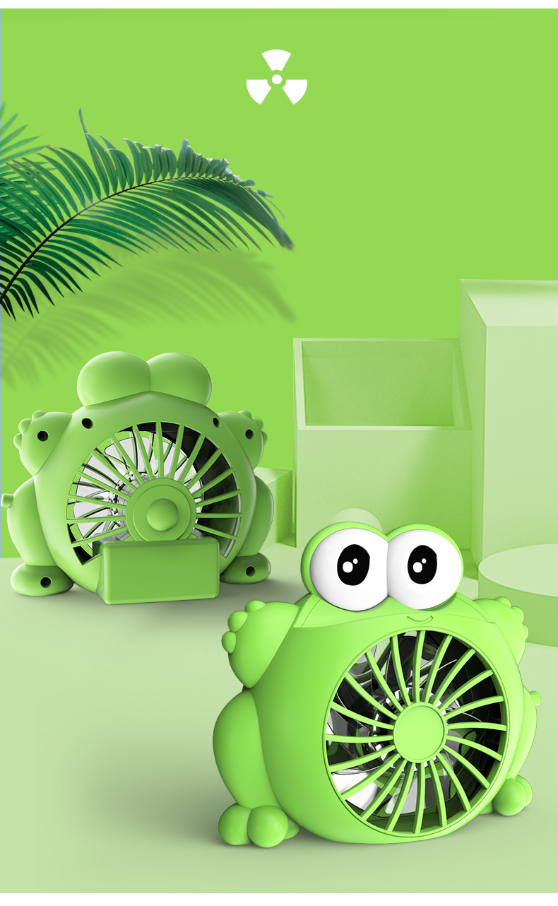 新品卡通青蛙小风扇迷你便携式桌面学生风扇USB充电详情10