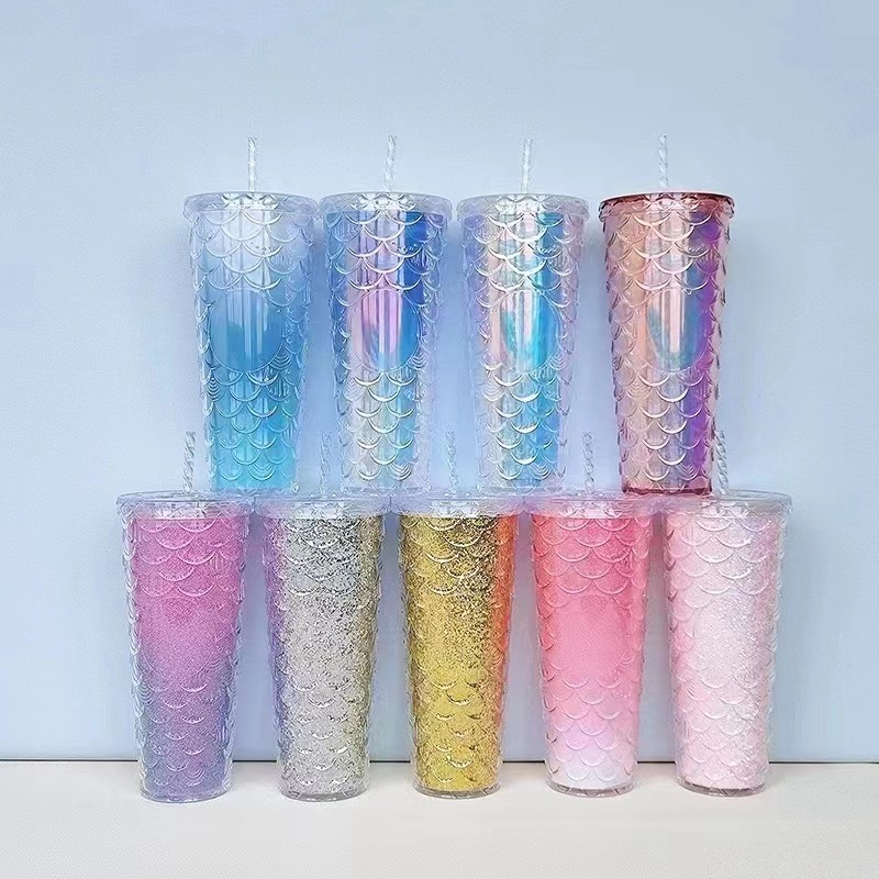 Cross-border durian cup three-piece set, two-piece set, double-layer, single-layer, large-capacity, prickly straw, plastic cup, custom logo pic 14