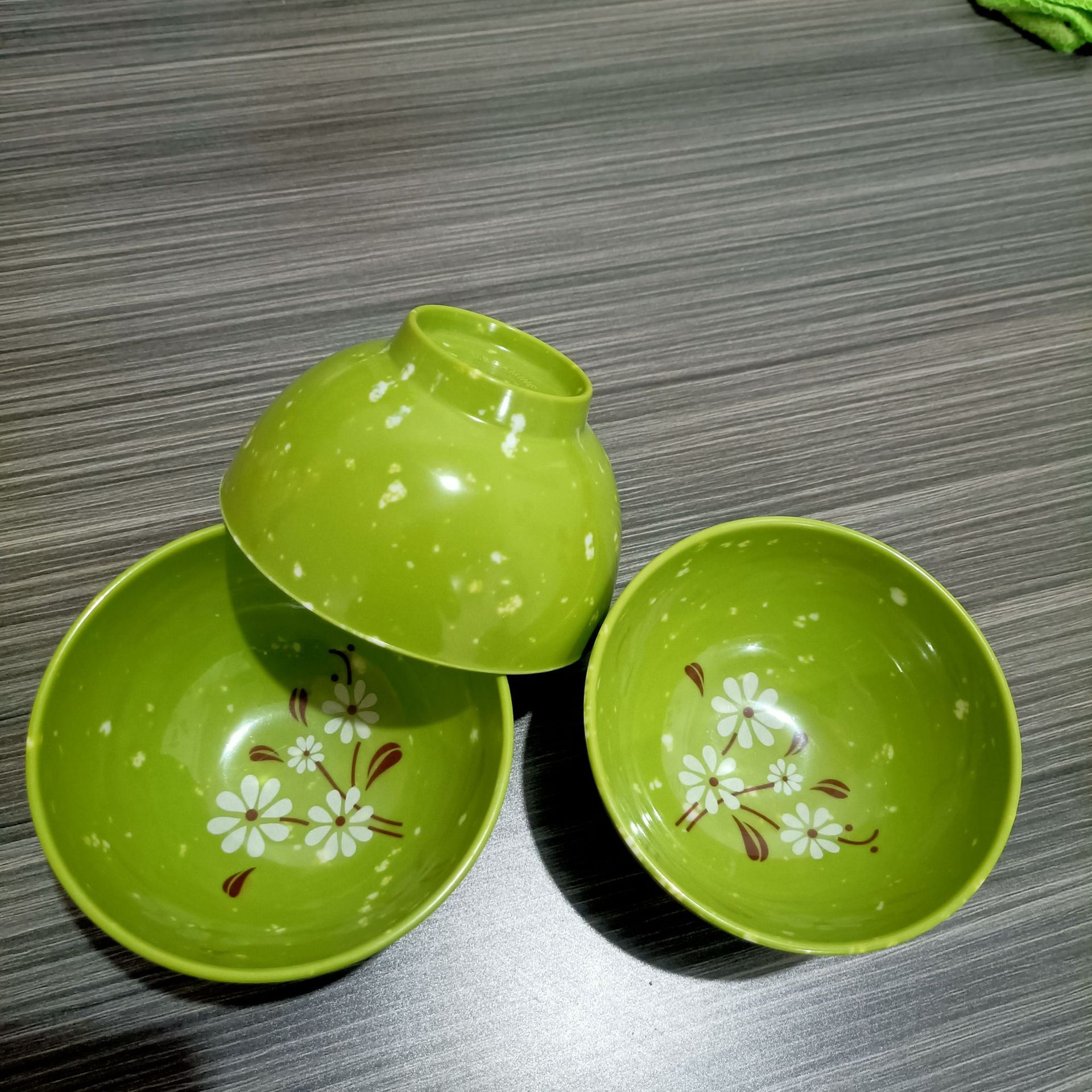 【 Zone 3-10 】178 Green Flower bowls 480 yuan per box, green printed small bowls, rice bowls, fast food bowls, spicy hot pot rice noodle bowls, melamine bowls, imitation porcelain bowls 1 yuan 2 yuan supply pic 5