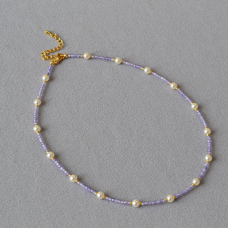 日韩小众设计闪亮彩色锆石满天星珍珠清新甜美高级感项链锁骨链女详情19