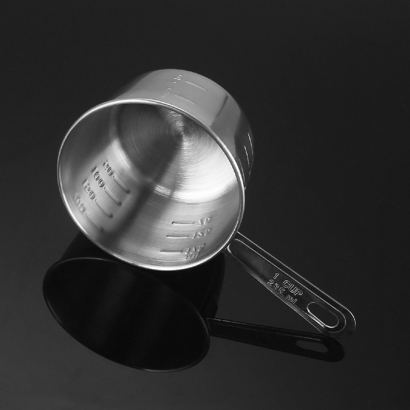 A set of 4 stainless steel measuring cups with scales, dessert coffee milk powder measuring spoons, baking utensils, 60ml-235ml pic 17