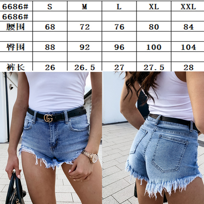 2025 Summer new Amazon tear-off tassel hem fashion hot pants, ebay independent site wish in-stock shorts pic 2