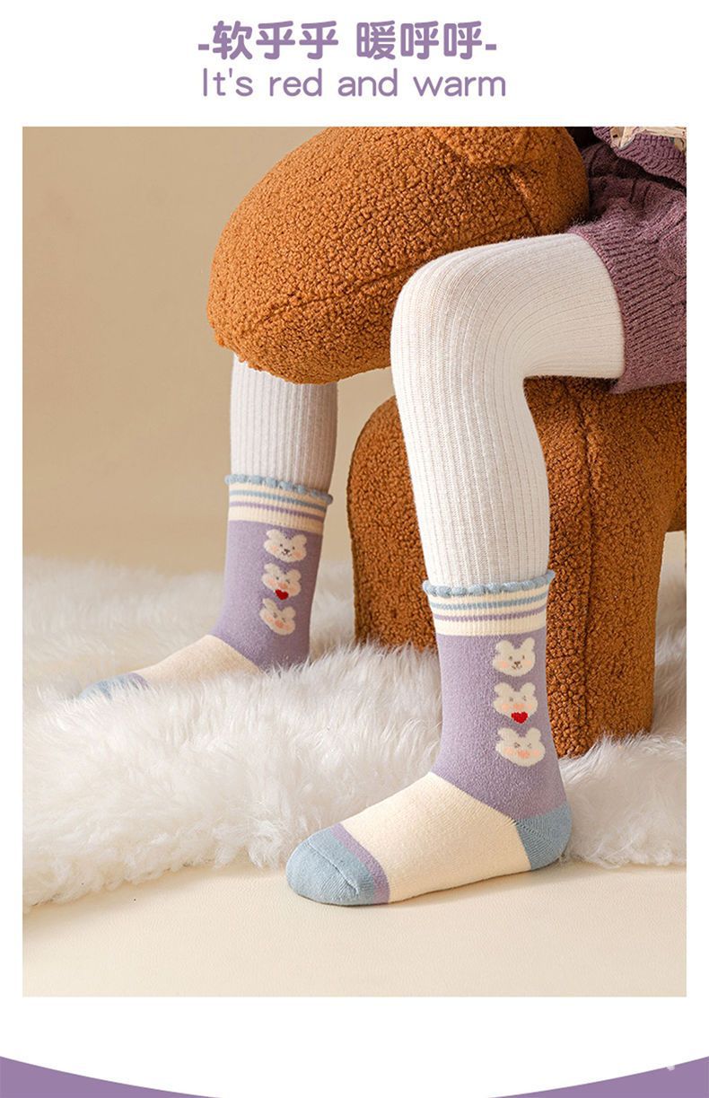 【新品】冬款加厚儿童袜子冬季加绒毛圈女宝男童卡通可爱保暖跨境详情11