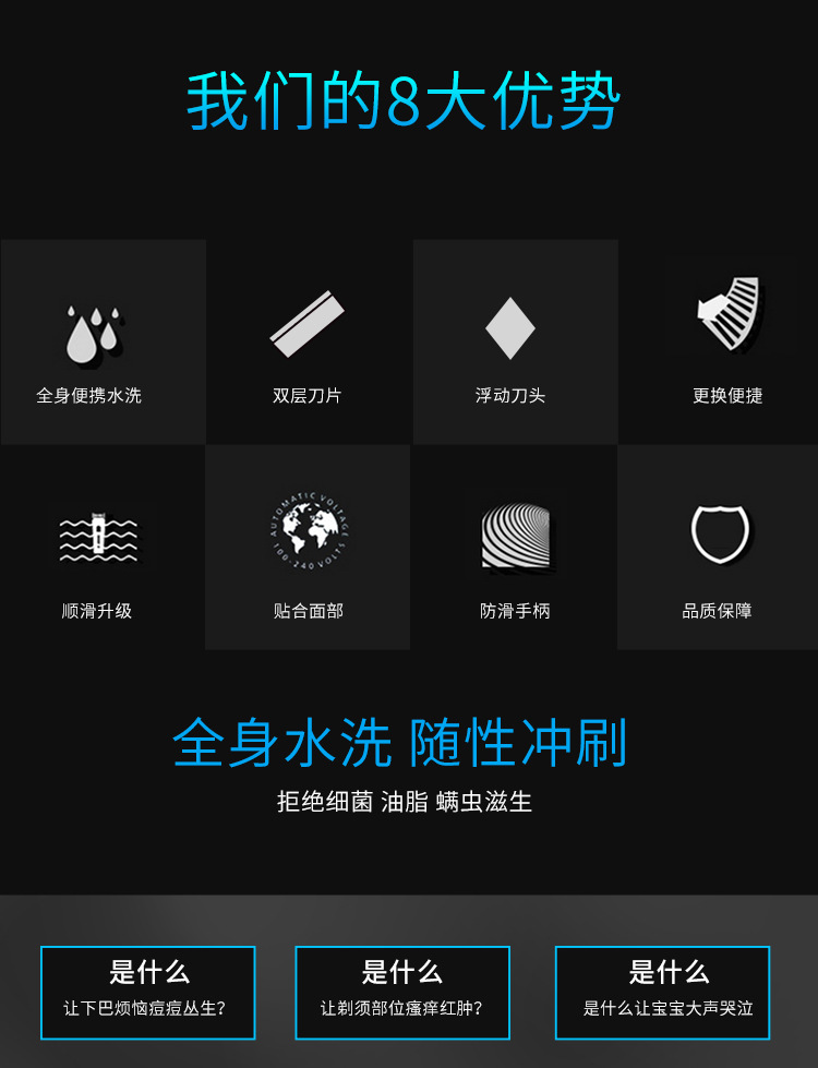 吉利2层刀片刮胡剃须刀片手动双层刀头男老式胡子刀胡须刀胡刀头详情2