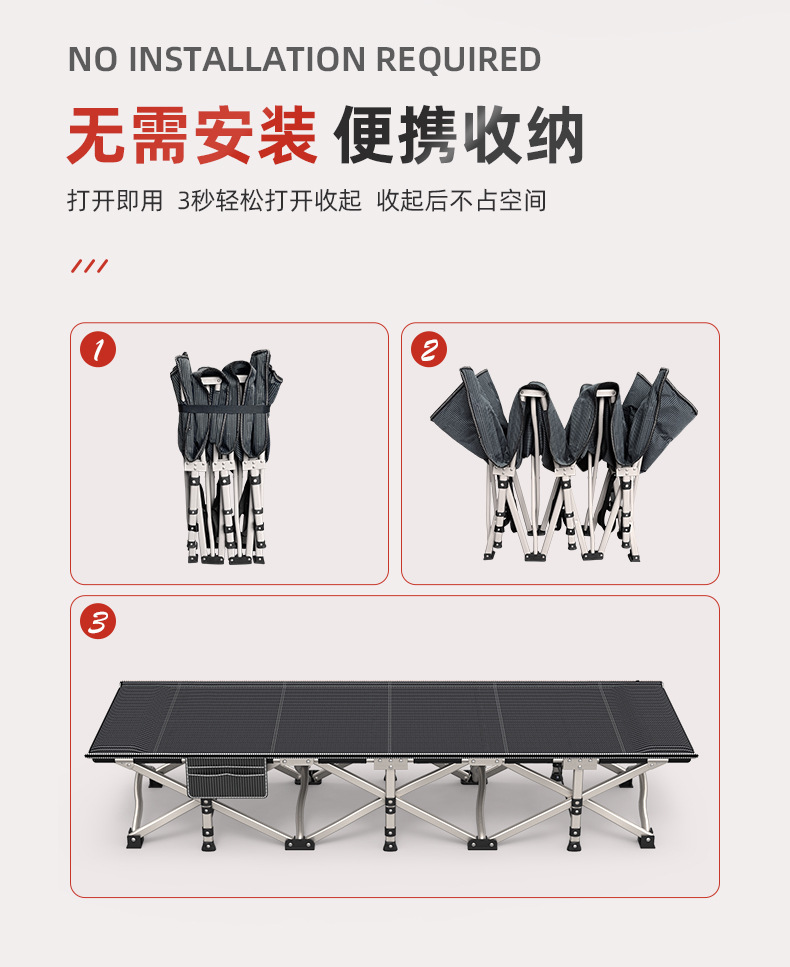70cm high single folding bed, office nap bed, nap lounge chair, simple home companion, portable camp bed pic 5