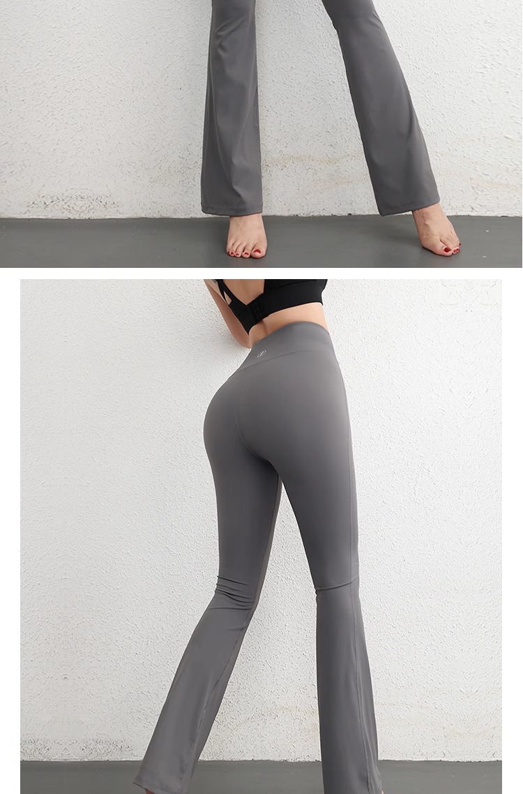 lulu foreign trade high-waisted, hip-lifting flared pants, seamless nude yoga fitness pants for women pic 16