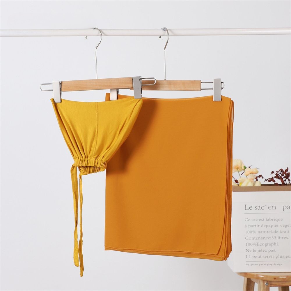 Adjustable small cap and chiffon headscarf one-piece set, multi-color in-stock scarf, Middle East Malaysia headscarf pic 22
