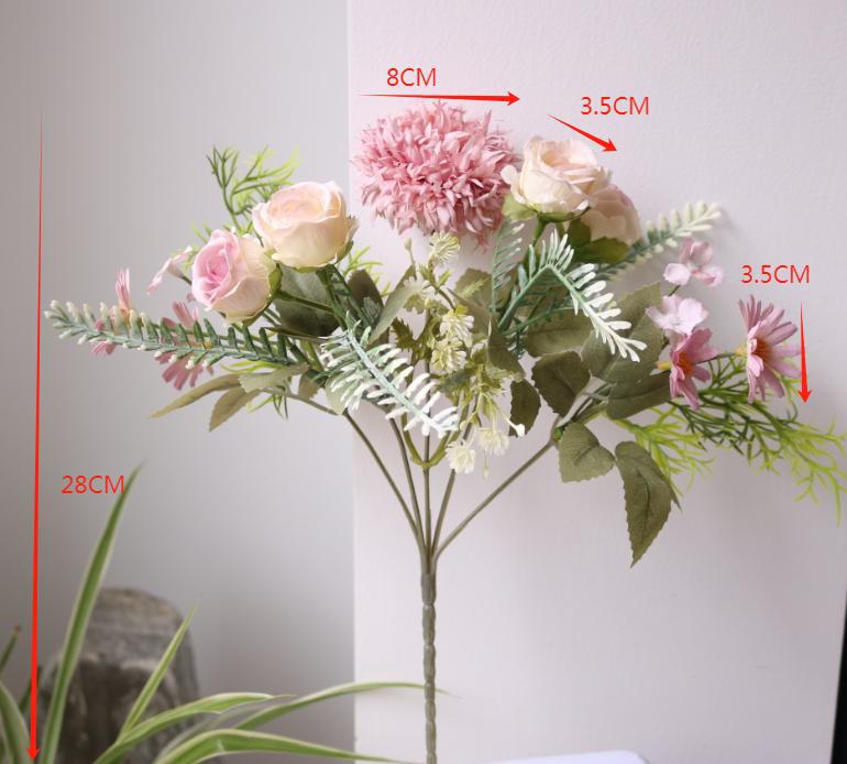 仿真花刺球玫瑰组合森系田园雏菊小把束家居装饰手工帽子头饰配件详情4