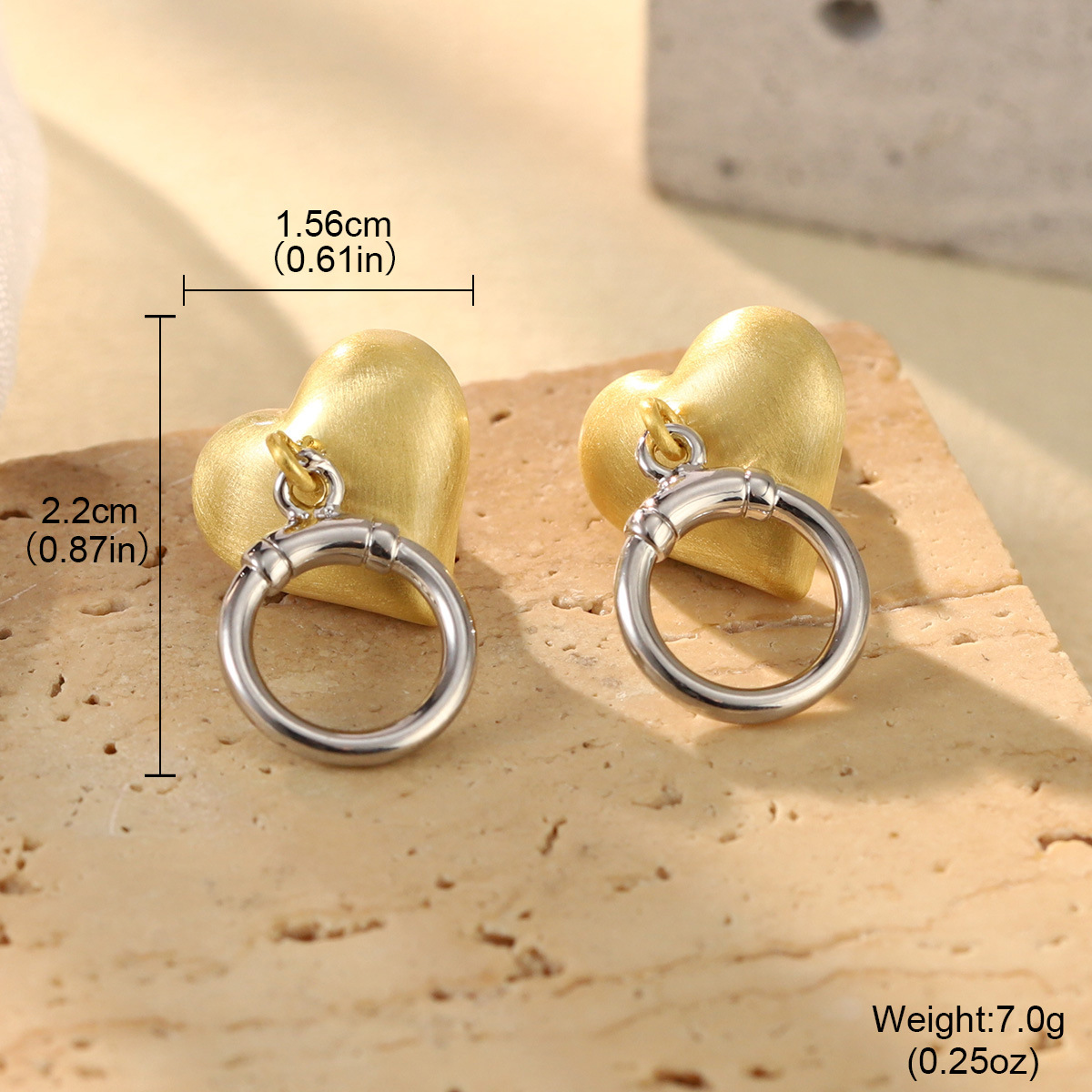 French geometric metal minimalist earrings with an irregular texture, white lava ring and enamel adjustable joints pic 44