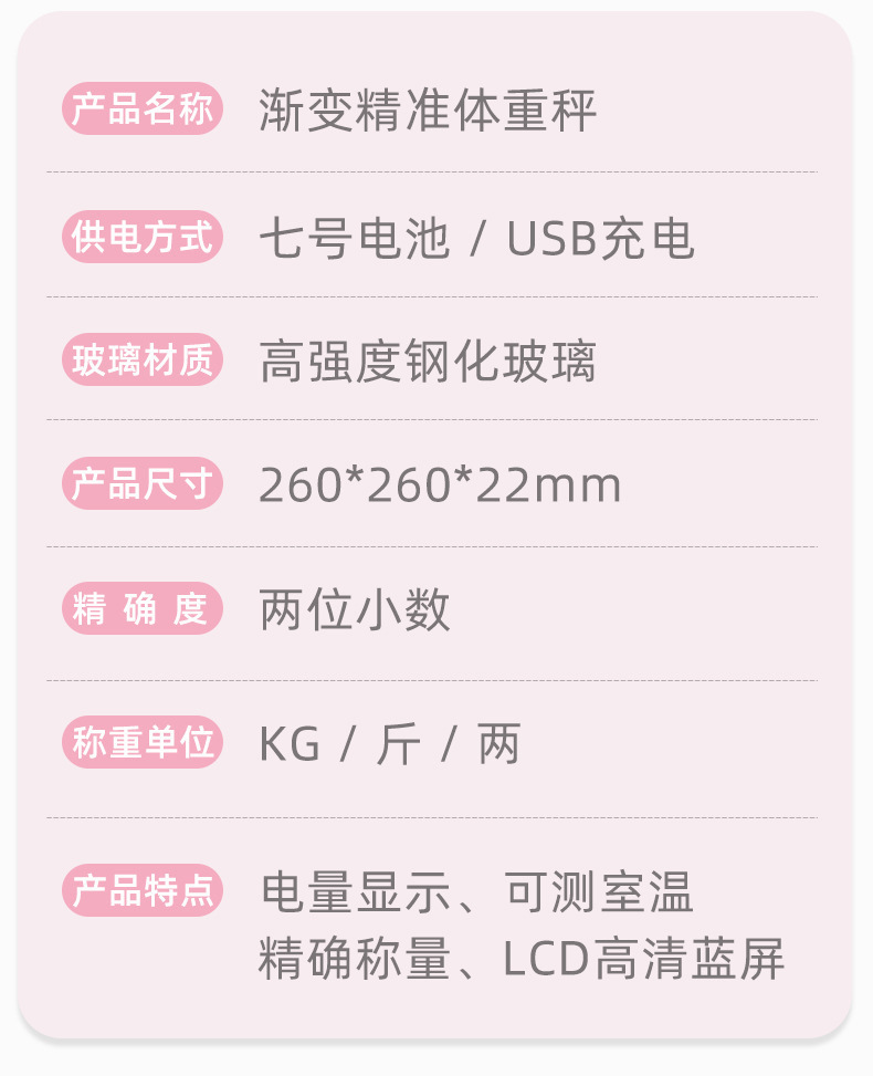 严选LED人体秤隐屏体重秤批发电子秤人体称体重秤健康秤渐变可选详情16