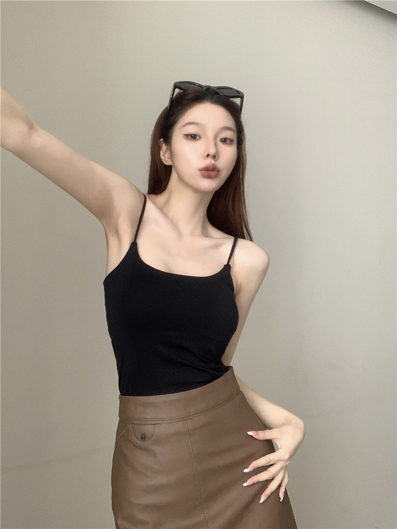 春夏无痕辣妹内搭纯欲美背吊带背心带胸垫外穿打底上衣裹胸抹胸女详情6
