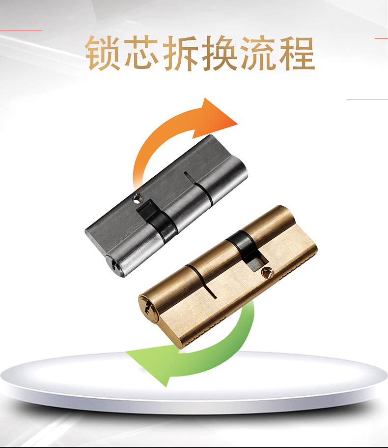 厂家直销防盗门锁芯尺寸齐全金属钥匙锁芯通用型大门全铜锁芯详情15