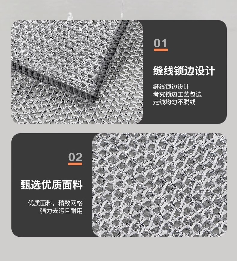 Silver wire cleaning cloth, steel wire dishcloth to replace steel wool balls, kitchen double-layer pot scrubber, metal wire stain removal and cleaning cloth pic 15