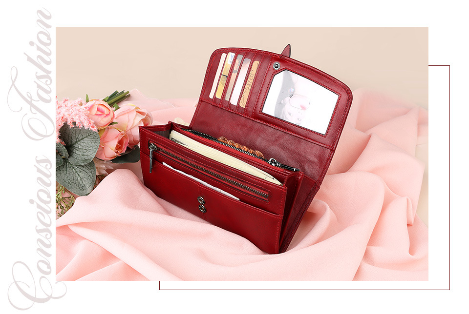 外贸新款欧美女士真皮钱包RFID长款拉链钱夹大容量头层牛皮女手包详情6