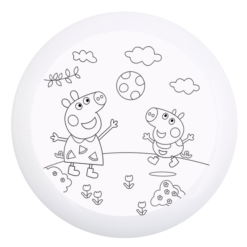飞盘玩具diy手绘画涂鸦儿童线稿填色材料包套装回旋空白创意飞盘详情1