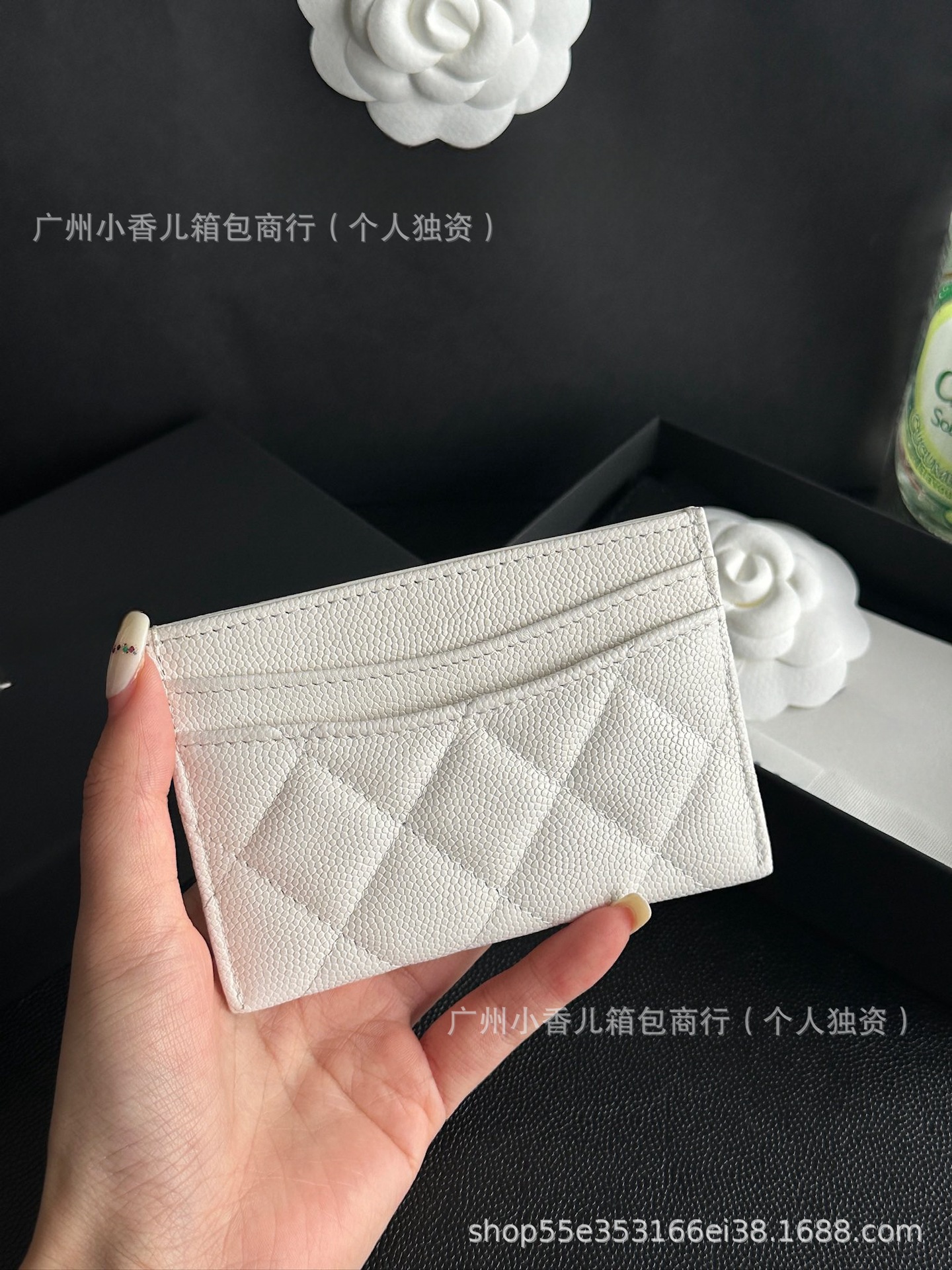 小香cf卡包卡夹零钱包菱格haas鱼子酱牛皮一折零钱包详情7