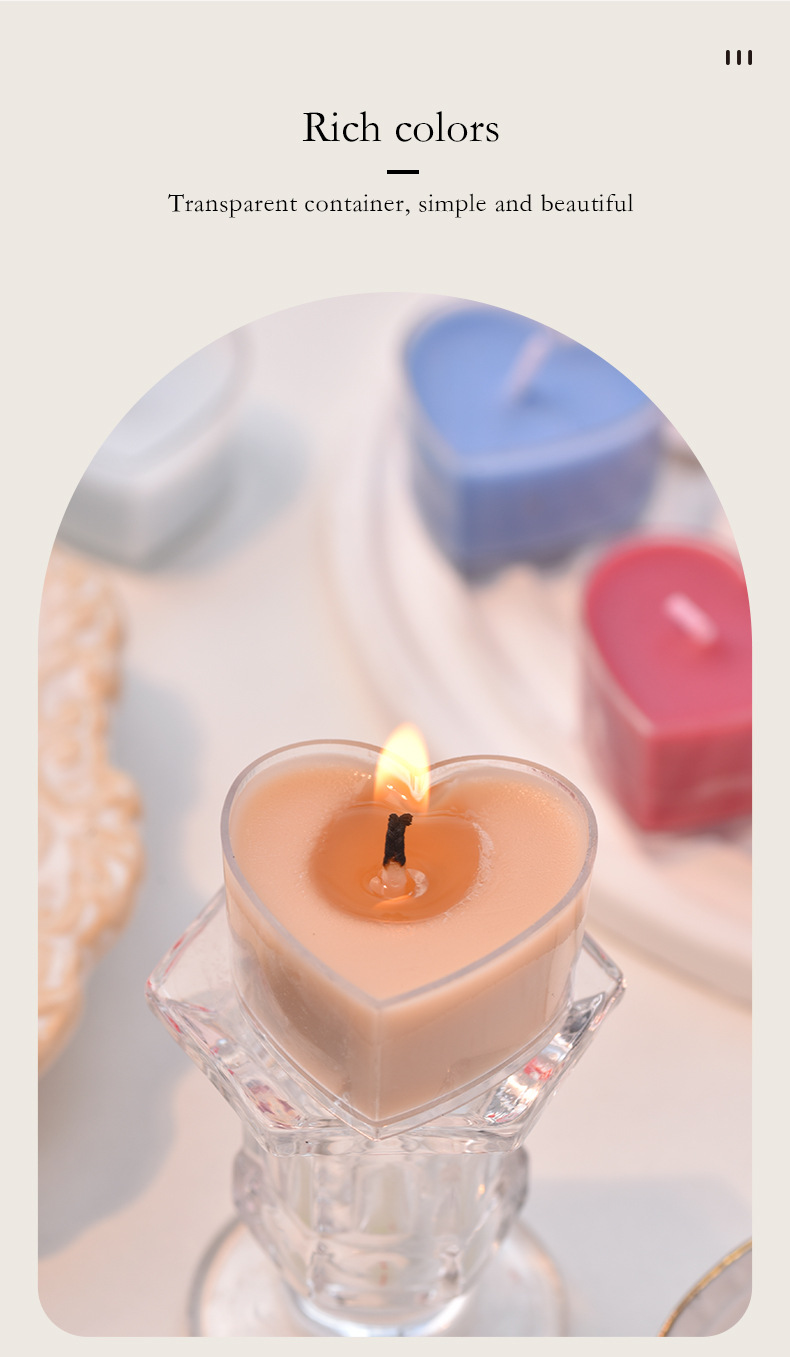 Wholesale heart-shaped candles, plant wax scented candles, birthday and proposal romance, heated for 4 hours, heart-shaped tea wax pic 7