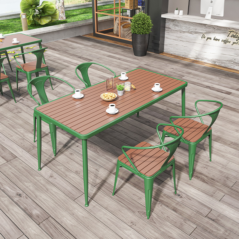 户外花园阳台防水防晒防腐木彩色桌椅室外塑木露天台庭院休闲桌椅详情9