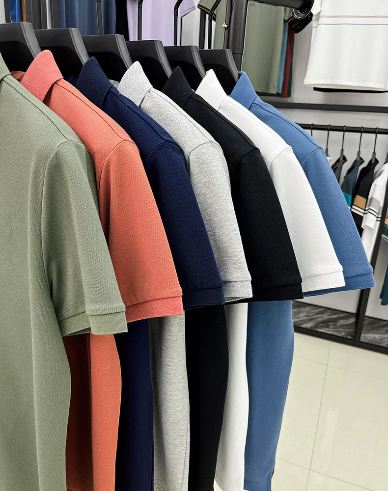 细珠地纯棉polo衫短袖男夏季新款中年纯色商务休闲翻领男士t恤详情12