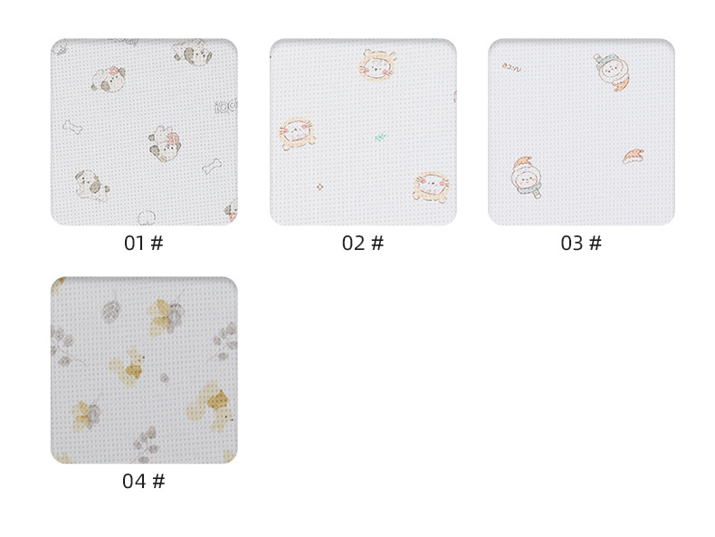 全棉磨毛华夫格印花针织面料适用于睡衣家居服童装纺织皮革扎染布印花工艺柔软舒适详情13