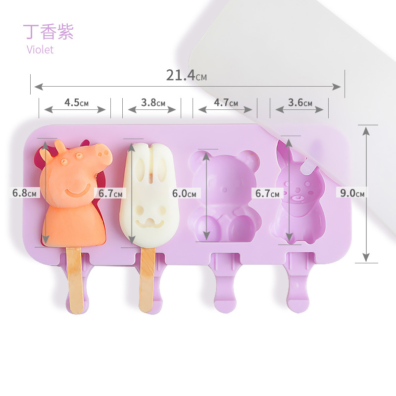 Molde molde de helado de helado hogar para paletas de hielo para sorbete de hielo abrasivo de silicona casera congelación cubo de hielo para niños cute mordida pegamento bebé pic 9