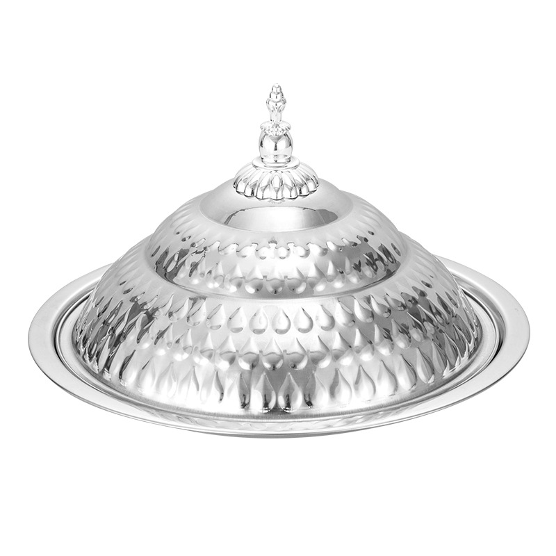 跨境出口中东非洲金色复古酒店用加厚加深印花带盖水滴盖盘批发详情1