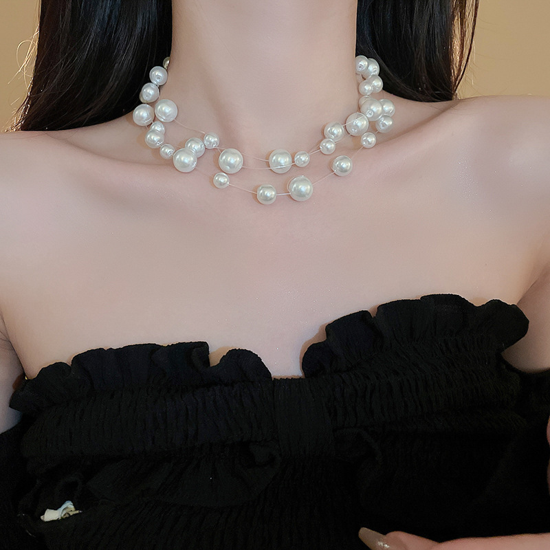 超仙珍珠蝴蝶结流苏双层项链气质高级感锁骨链时尚小众新娘饰品女详情19