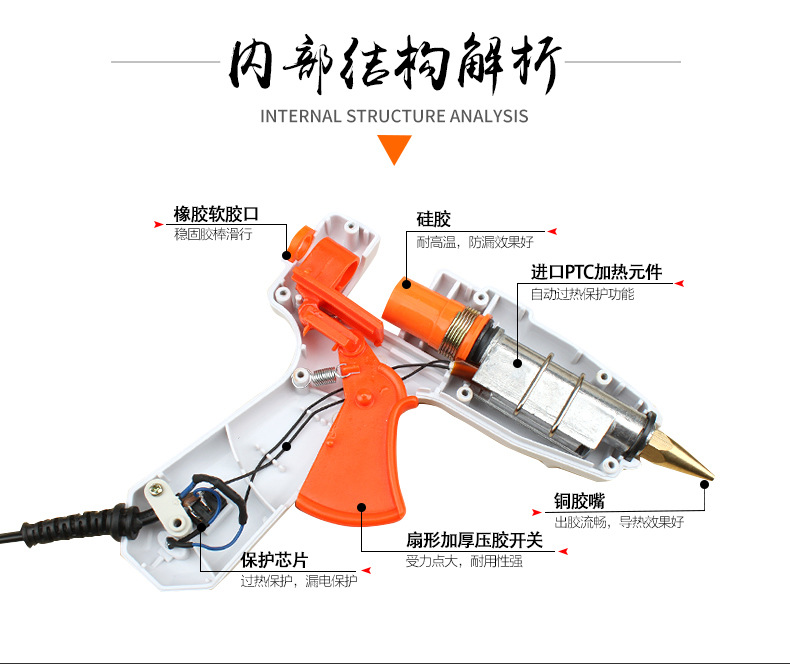 胶枪手工制作热熔胶抢热融胶棒家用胶条电溶胶diy万用热容塑胶枪详情11