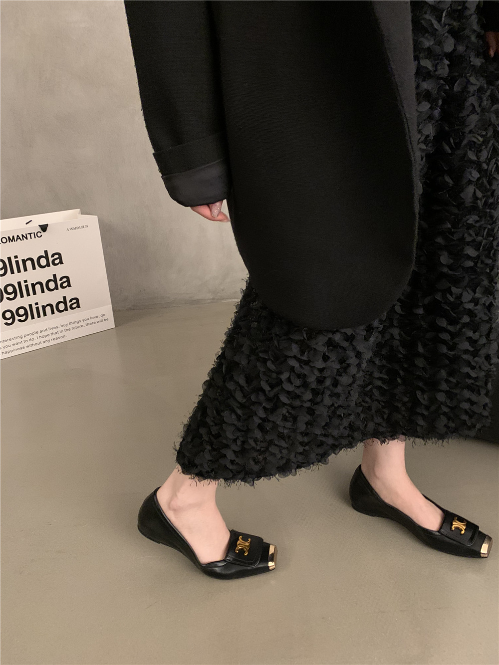 韩版设计感单鞋小皮鞋黑色气质平底鞋子春秋法式瓢鞋软底女鞋新款详情4
