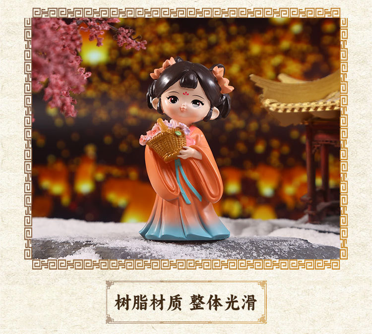 Cute ancient-style dolls, home and office desk ornaments, Hanfu figurines, resin princesses pic 11