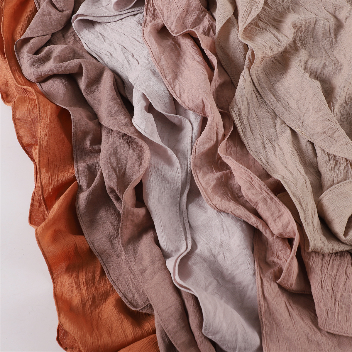 【严选】自然皱免烫仿棉感头巾中东女士防晒透气微弹柔软包头长巾详情2