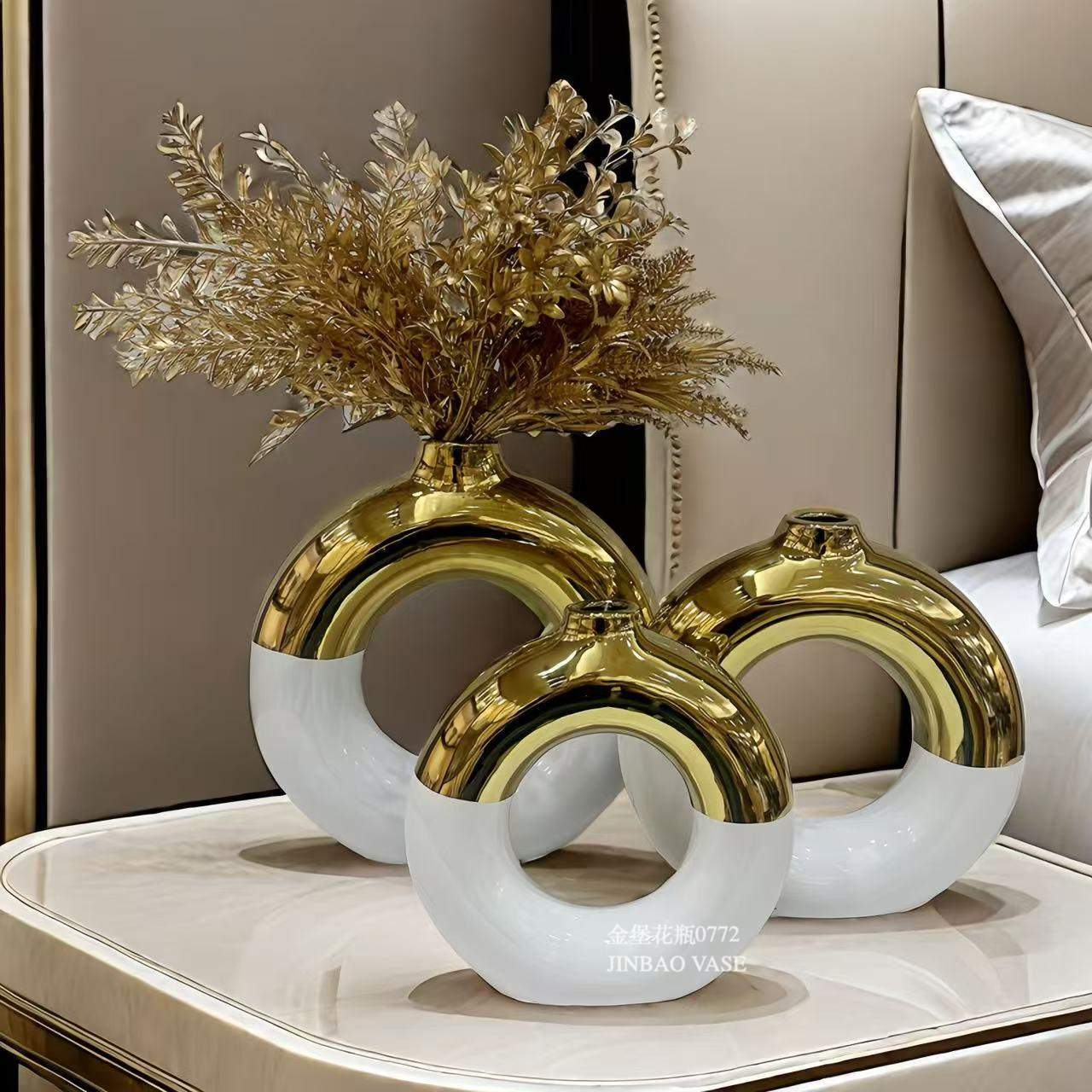 Nordic creative ceramic vases, rotating aesthetic ornaments, high-end living room entrance hall tabletop, dining table, dried flower decorations pic 17