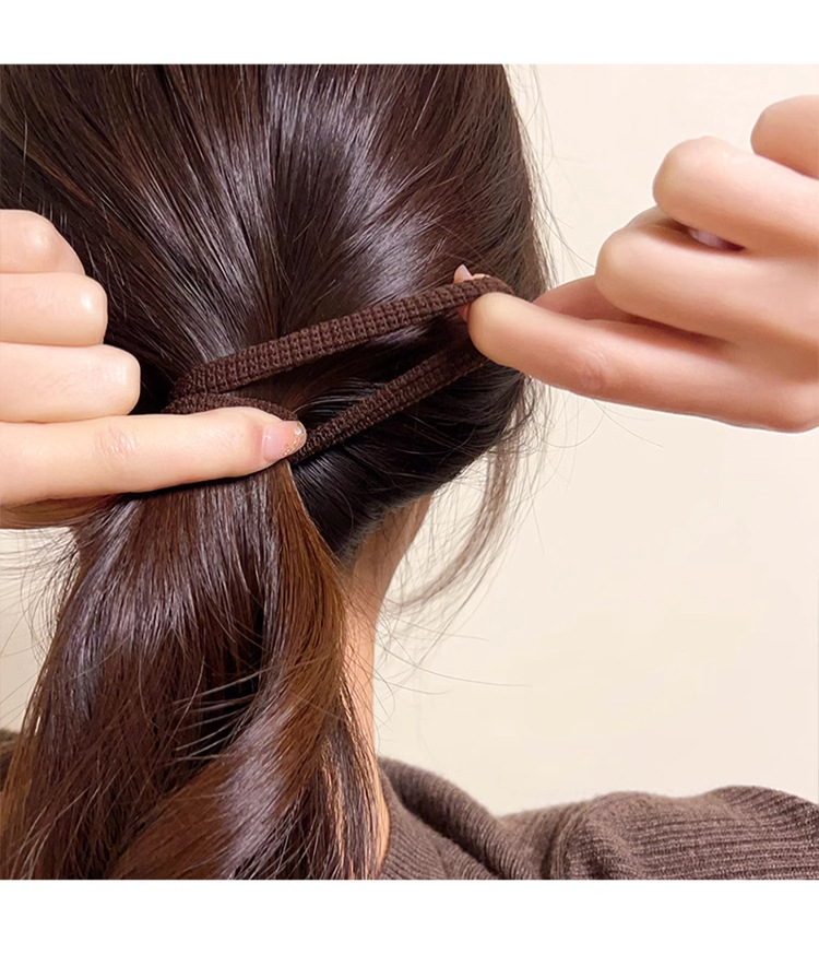 Retro style, high-elasticity hair tie, durable hair band, seamless leather band, new high ponytail bun headwear for women pic 5