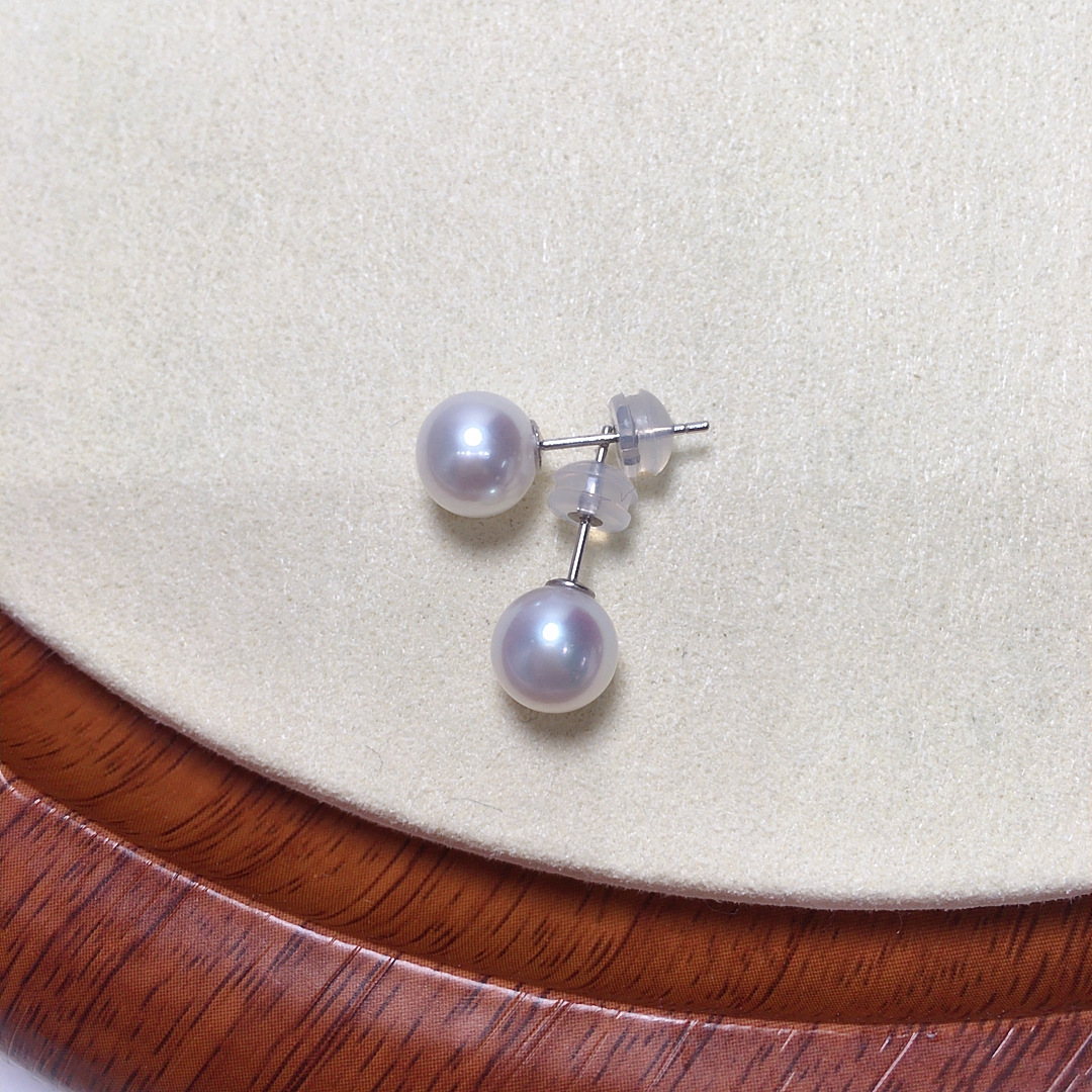 诸暨天然淡水AK珍珠精选高级感极光正圆无瑕珍珠耳钉S925纯银耳饰详情10