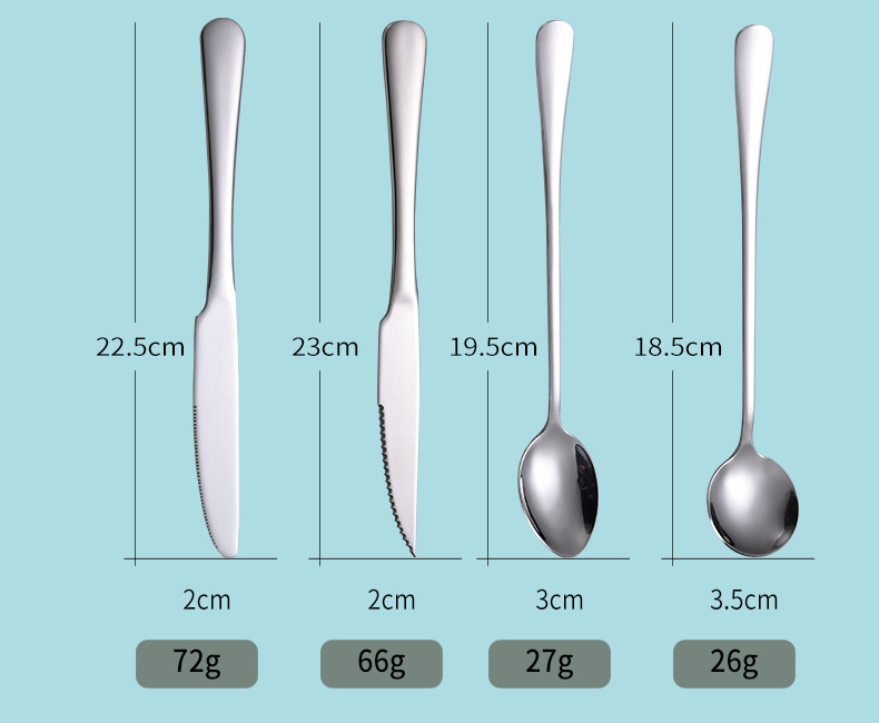 1010不锈钢餐具西餐刀叉勺吃饭汤勺调羹咖啡搅拌勺甜品勺牛排刀叉详情9