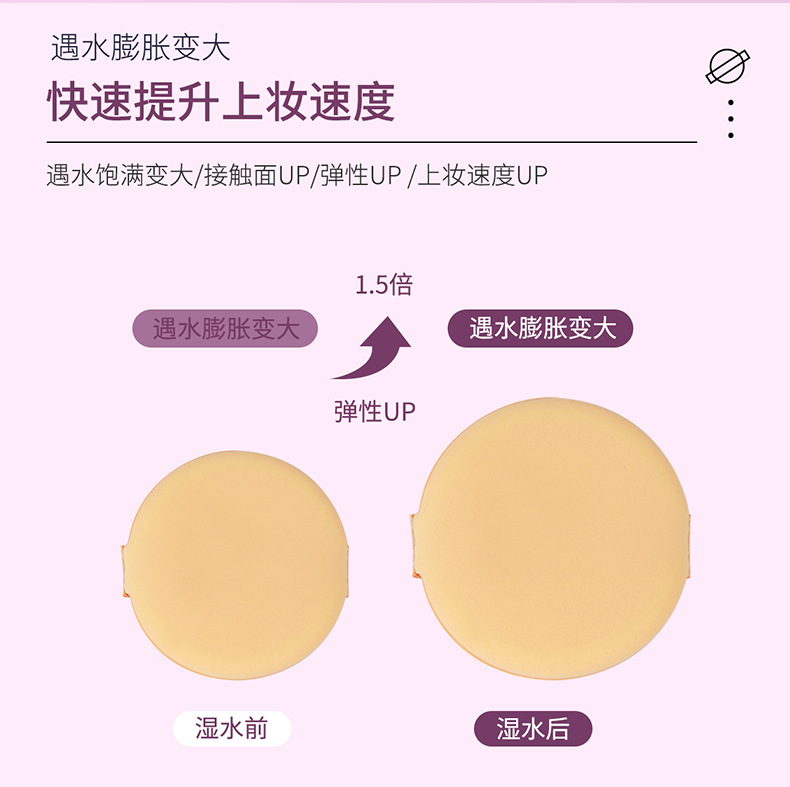 新款双面草莓派化妆海绵桶装干湿两用6片批发美容护肤彩妆工具详情6