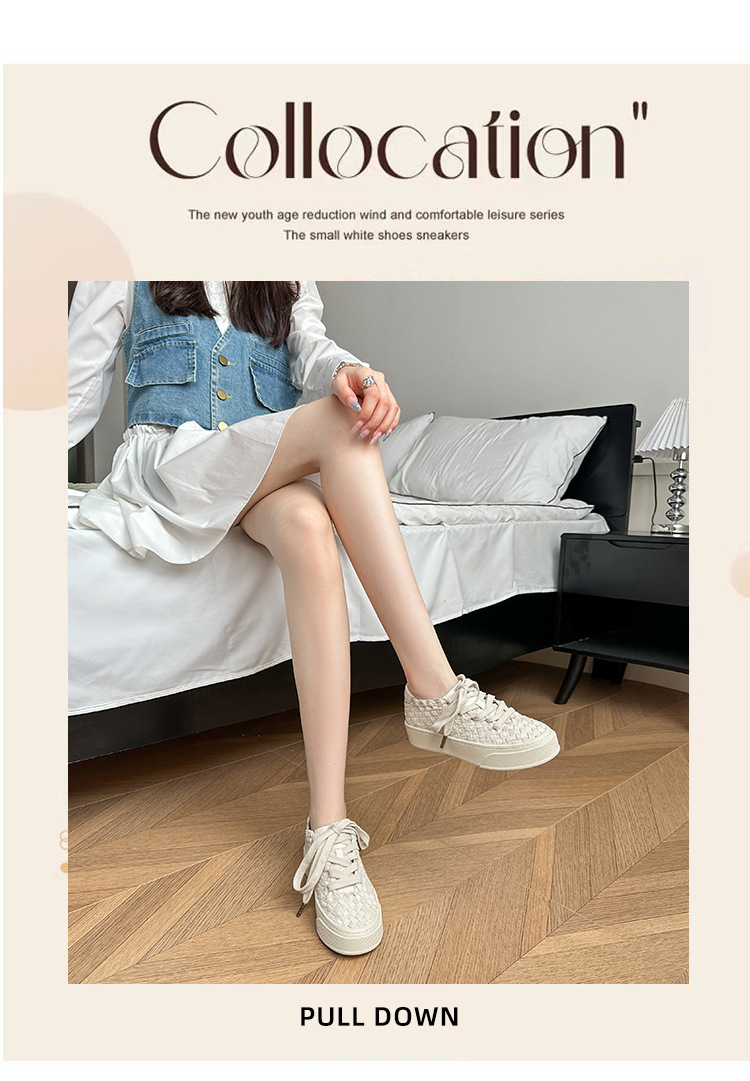 2024秋款！小众设计编织板鞋男女春秋透气休帆布鞋平底大码休闲鞋详情2