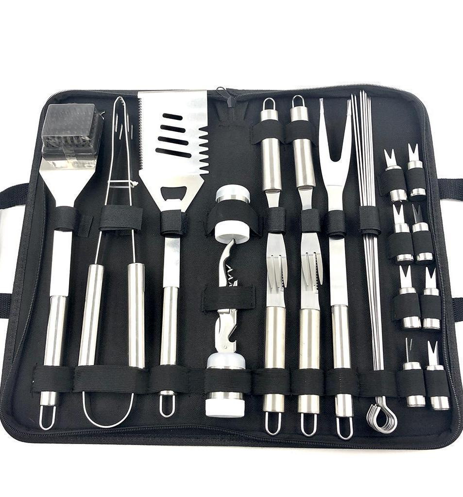 Amazon 20-piece set outdoor home stainless steel tube handle BBQ tools Oxford bag grill pic 5
