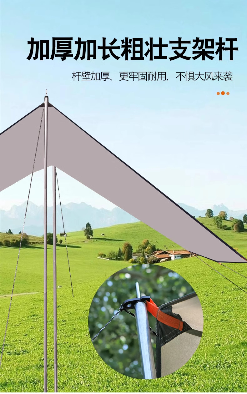 户外露营旅游野炊六角天幕帐篷加厚防晒防水八角黑胶涂银层遮阳棚详情5
