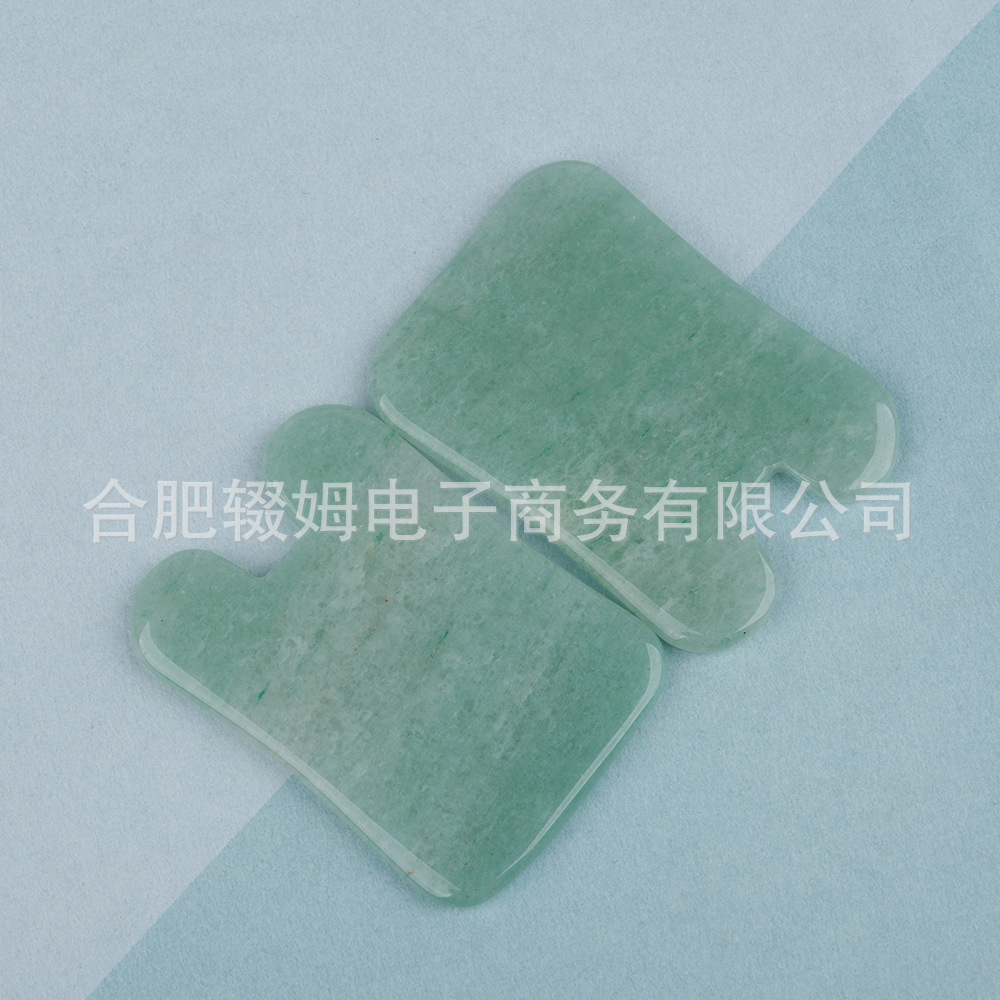 跨境粉晶绿东陵玉石刮痧片凹型刮痧板背部脸部按摩美容器礼品厂家详情14