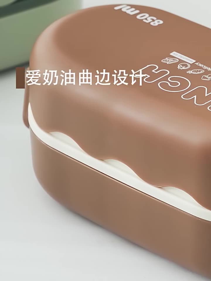 European-style plastic double-layer bento box, microwave oven lunch box, Japanese cartoon with tableware, office worker and student meals pic 16