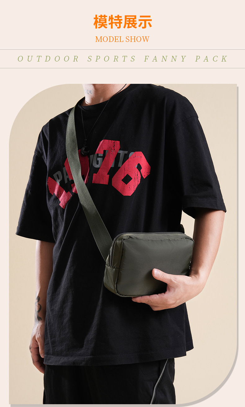 Cross-border lulu waist bag for both men and women, nylon large-capacity sports single-shoulder bag, loose change, mobile phone storage crossbody bag pic 9