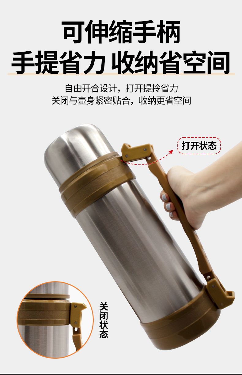 304 stainless steel insulated cup, portable handle vacuum travel kettle, outdoor large-capacity sports water kettle pic 6