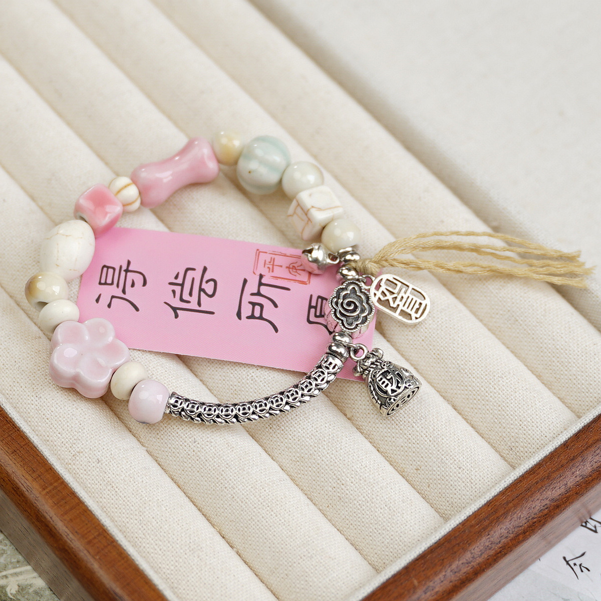 Wholesale Jingdezhen ceramic bracelets, ethnic style bracelets, fresh and cute student bracelets, fashionable handmade accessories, as gifts pic 4