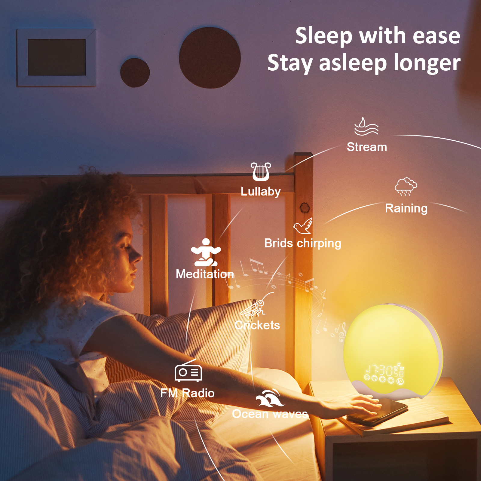 Cross-border alarm clock sleep Bluetooth smart multi-functional 2024 New model high appearance level Colorful night light clock Sleep clock pic 5
