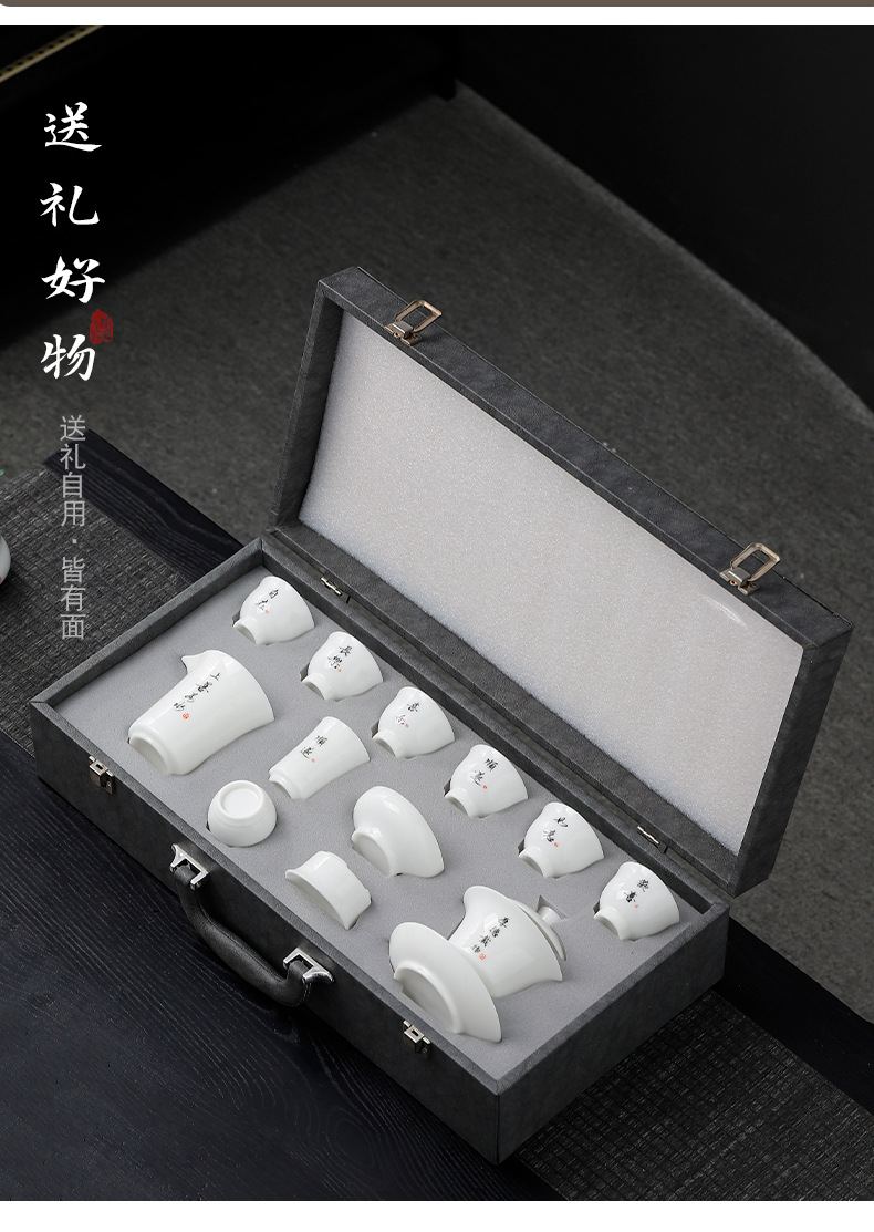 High-end sheep fat jade ice tea set, company business souvenir, annual meeting and festival gift for clients pic 6