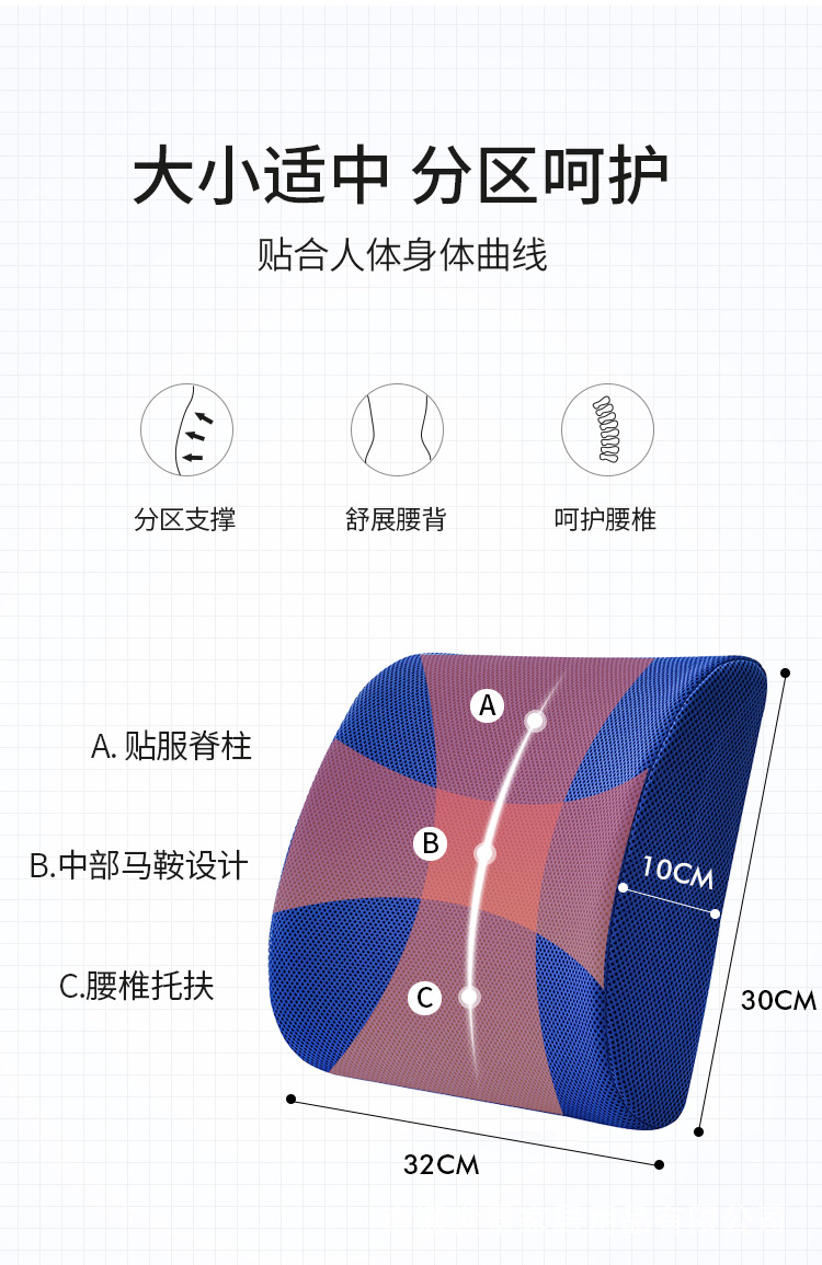 Cushion office memory foam lumbar support slow rebound car cushion chair lumbar pillow cross-border Amazon gift logo pic 5