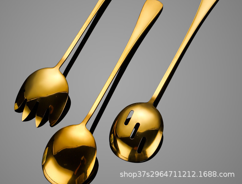 跨境410不锈钢加长沙拉勺沙拉叉酒店餐厅大号沙律勺叉公用勺叉详情5