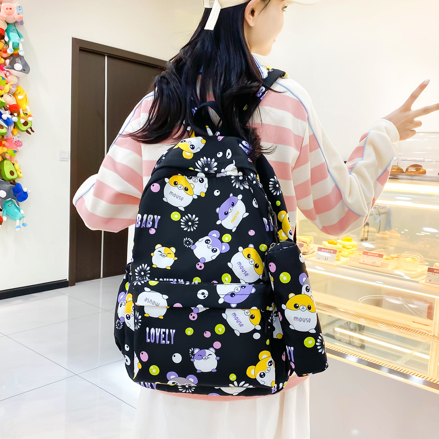 Wholesale escuela primaria primaria y secundaria estudiantes impresos espalda doble bolsa de las mujeres bolsa de la pluma de los hombres bolsa de manga color sólido bolsa de la escuela de gran capacidad pic 26